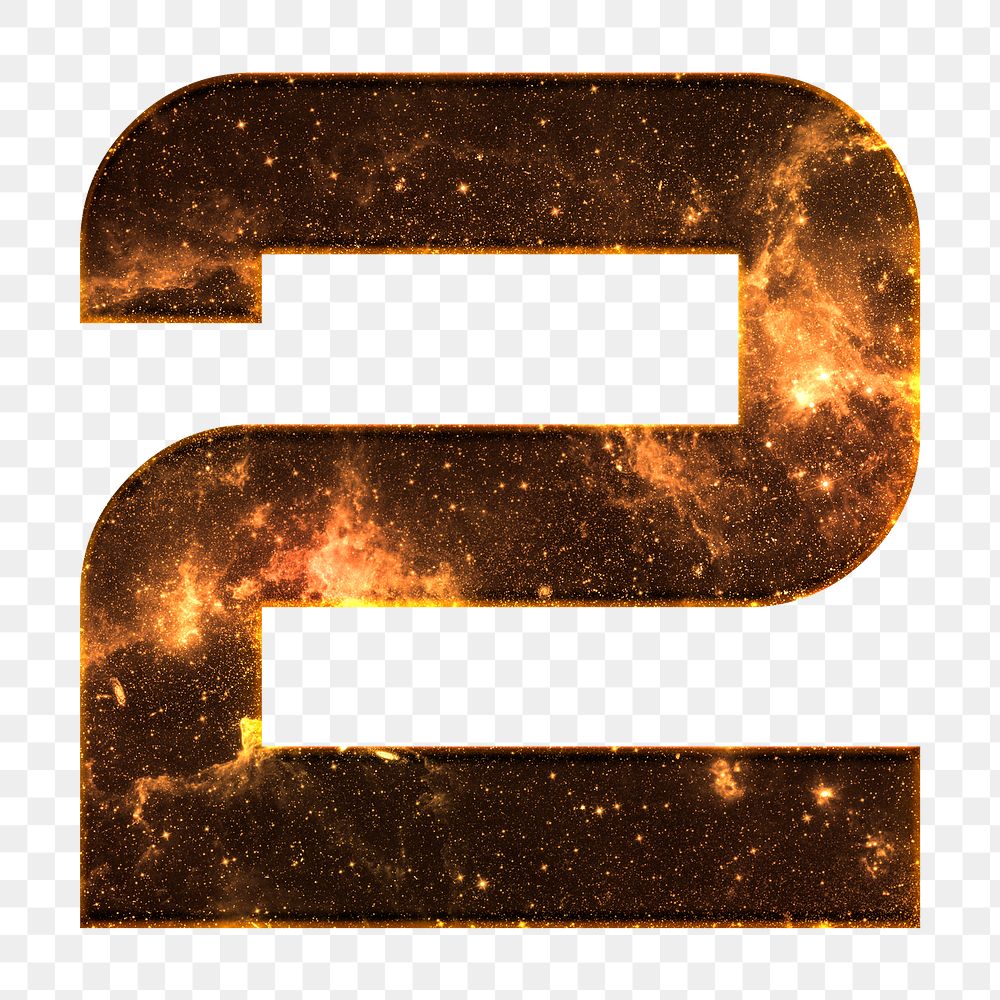 Png number 2 galaxy effect brown font