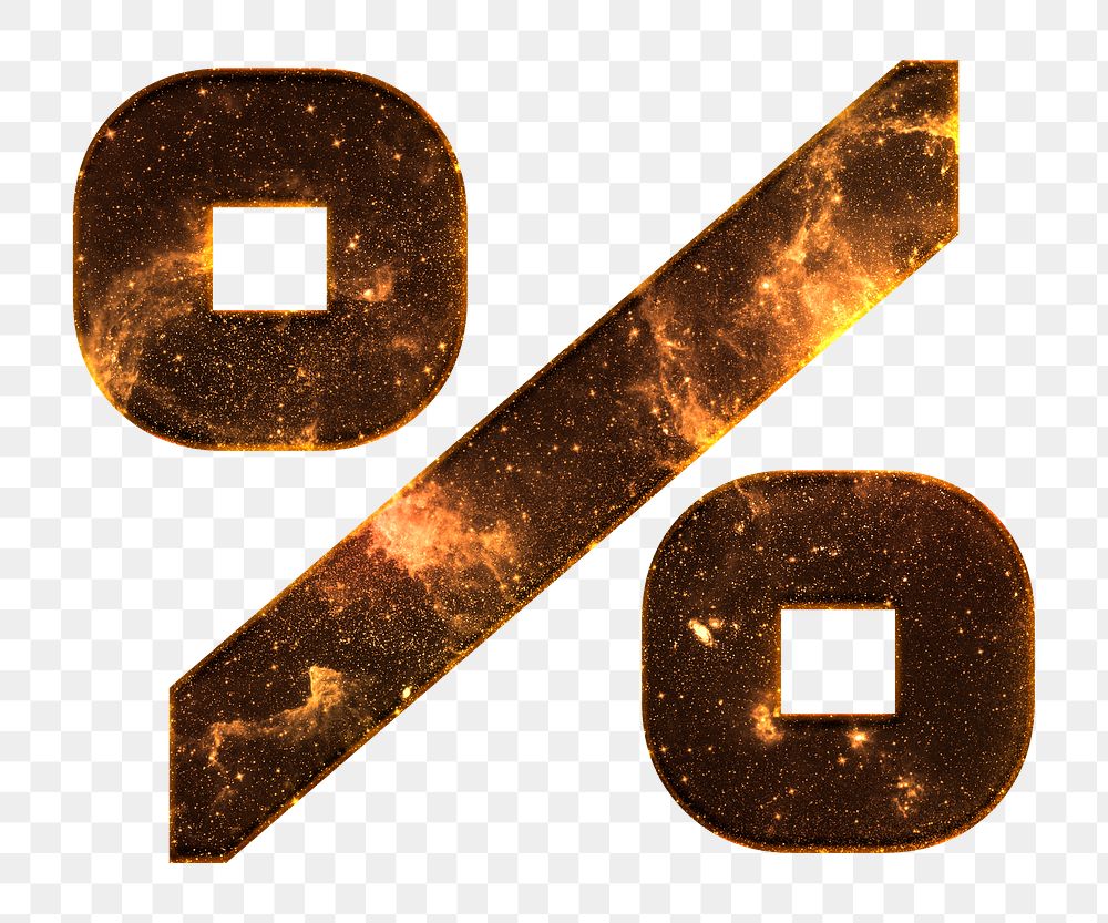 Percentage sign png galaxy effect brown symbol