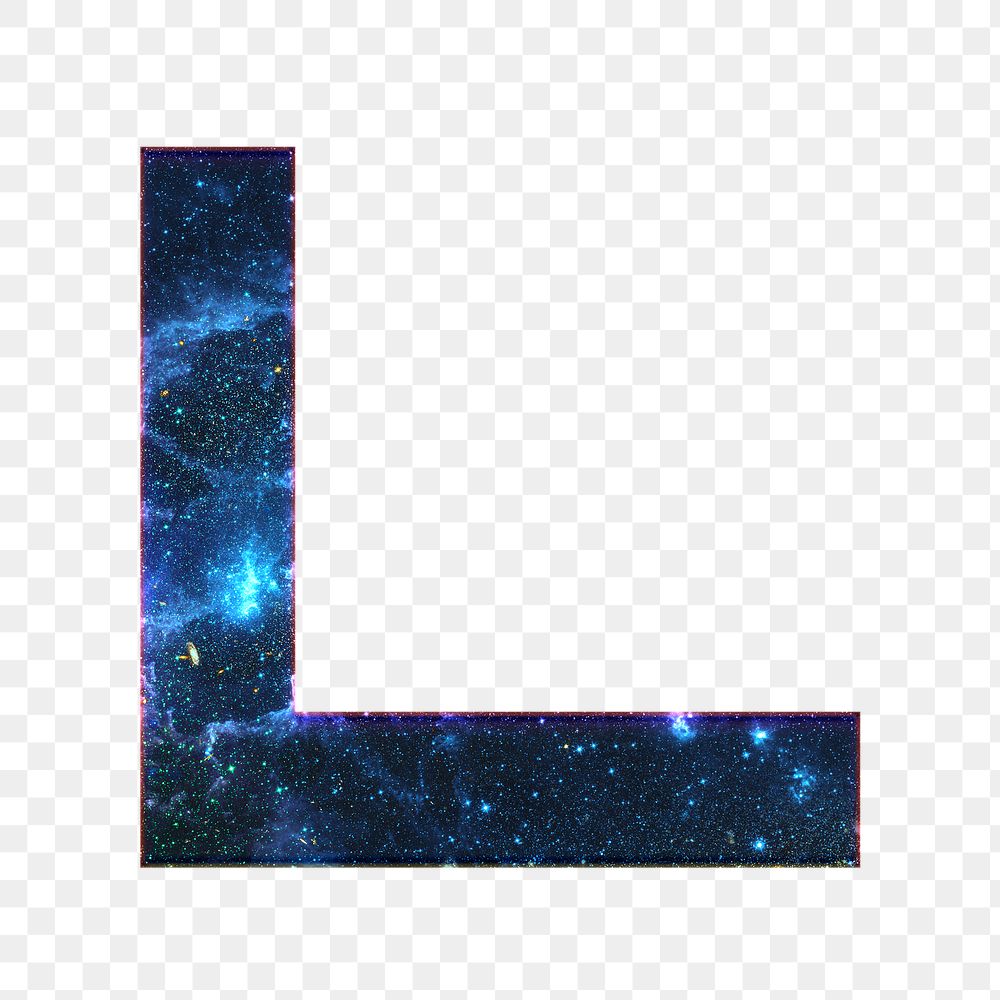 Png letter L stellar effect typography blue font