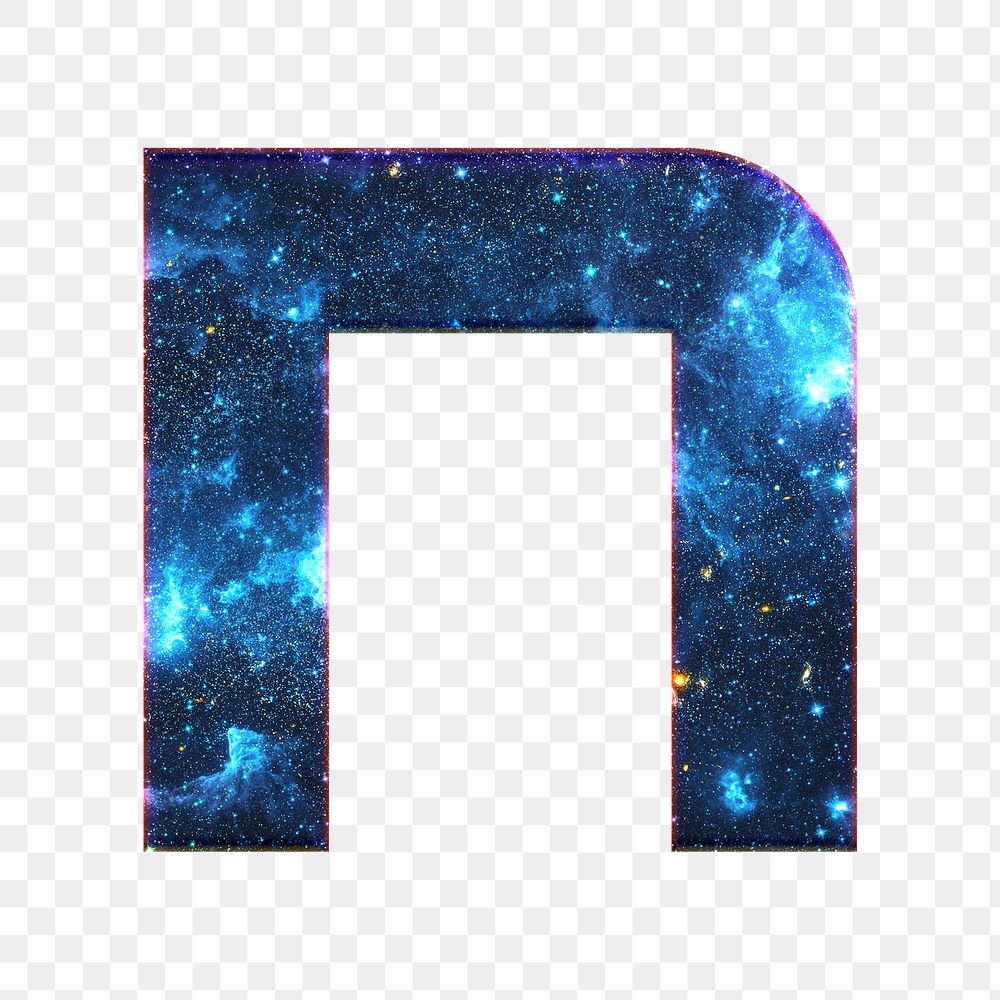 Png letter n galaxy effect typography blue font