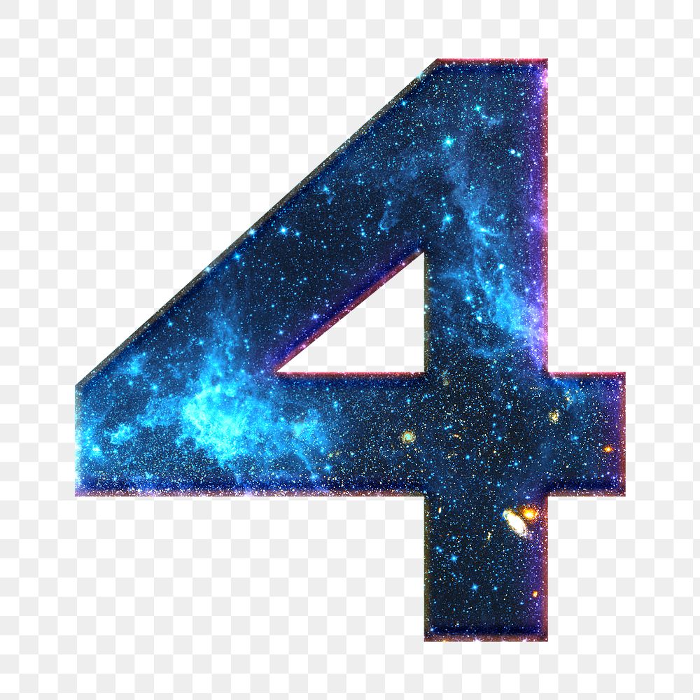 Png number 4 galaxy effect blue font