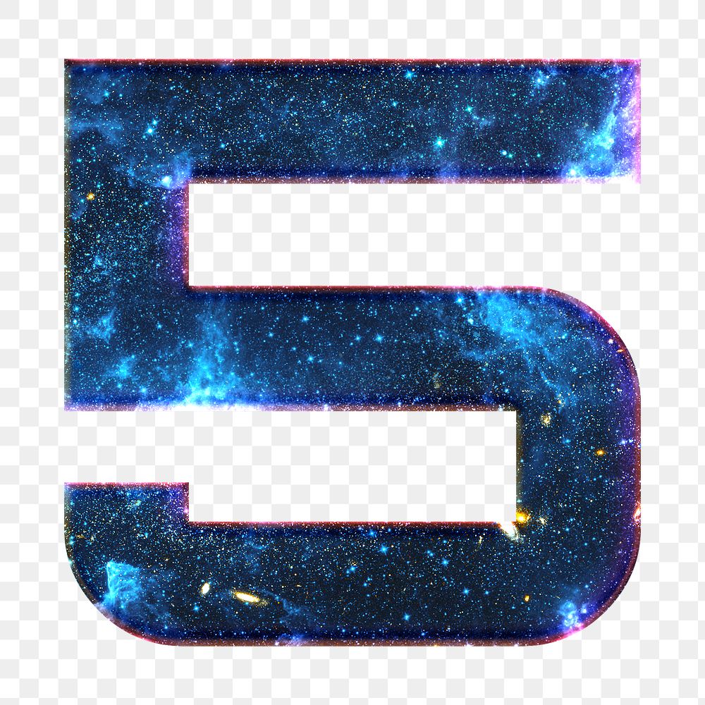 Png number 5 space effect blue font