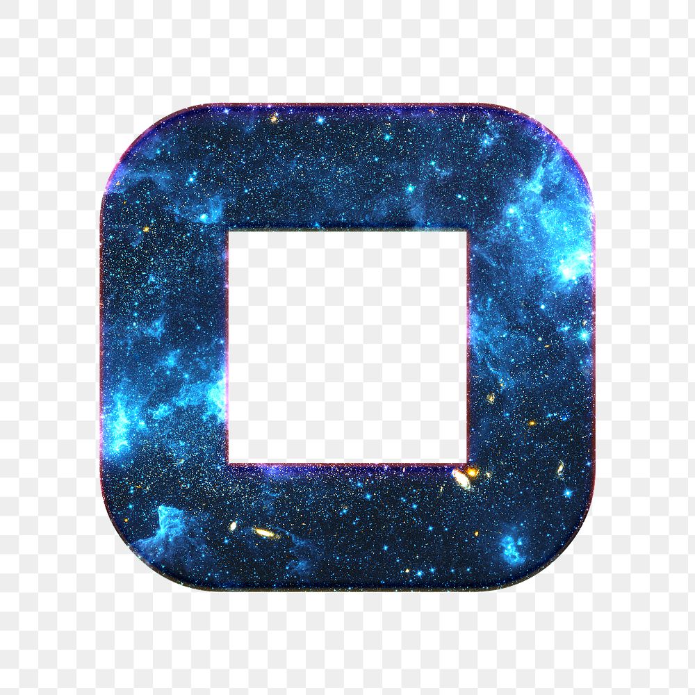 Png letter O galaxy effect typography blue font