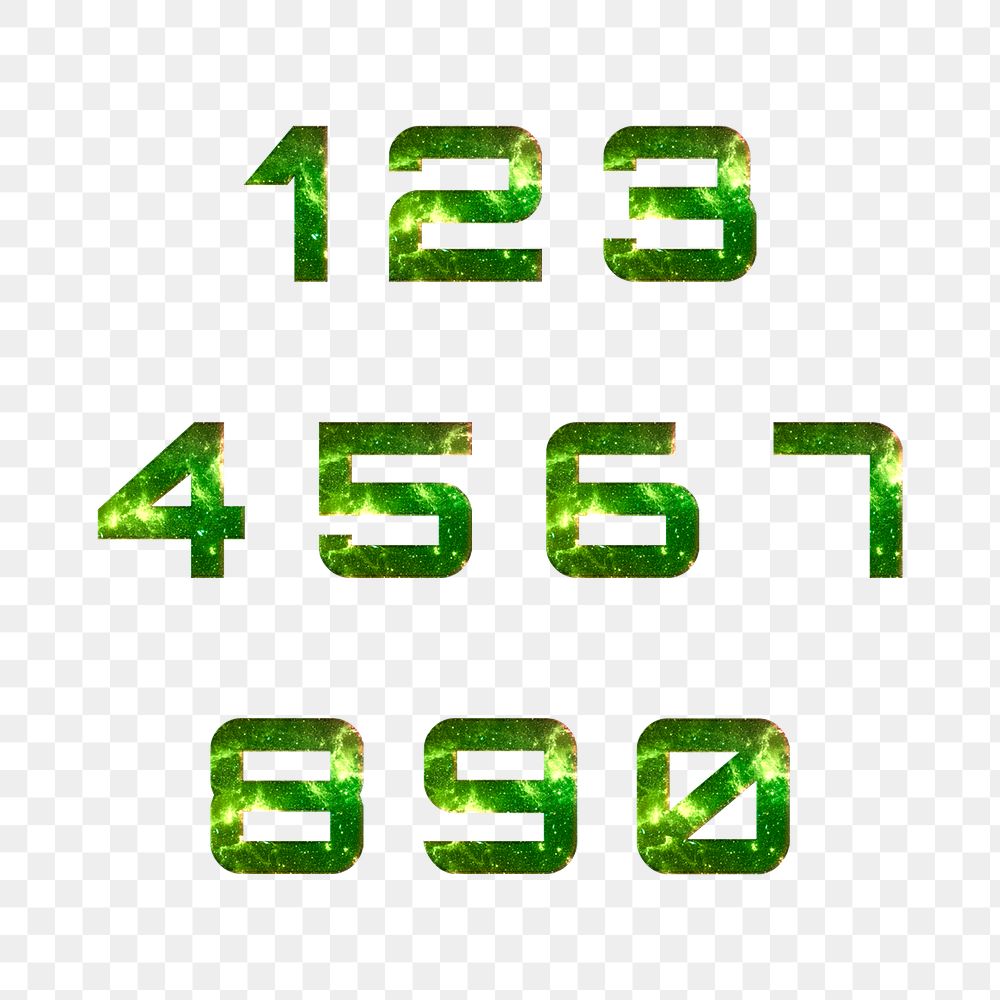 Numbers typography png font set