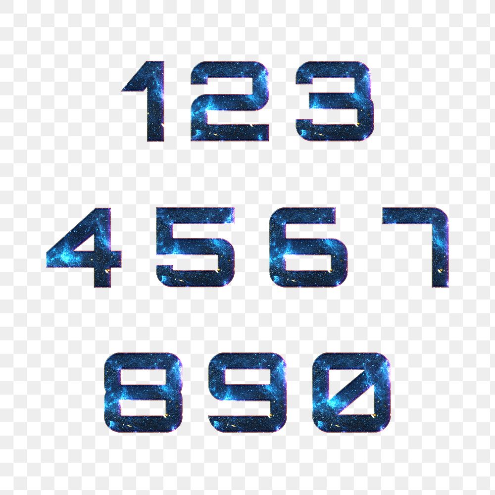 Numbers png typography font set