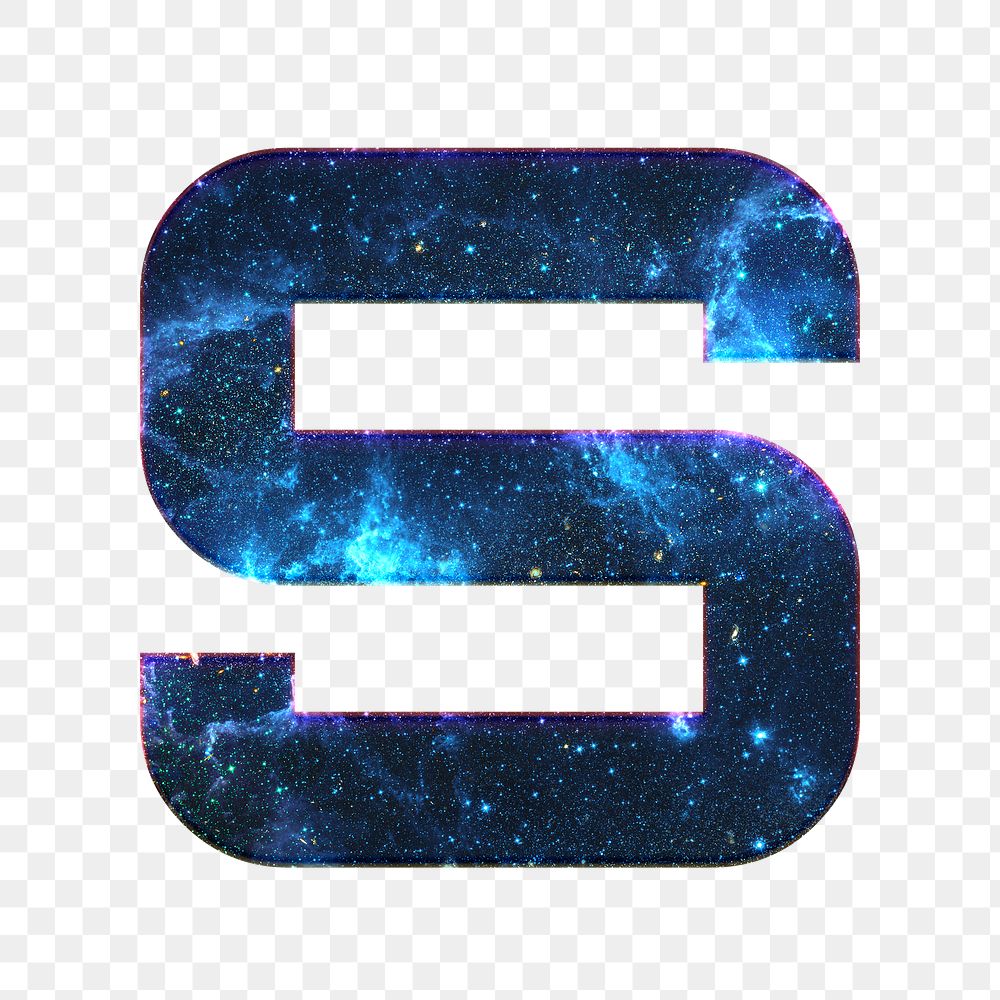 Png letter S galaxy effect typography blue font