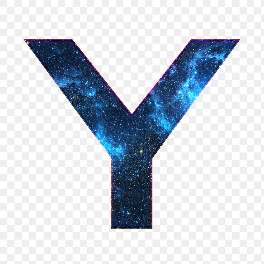 Png letter Y galaxy effect typography blue font