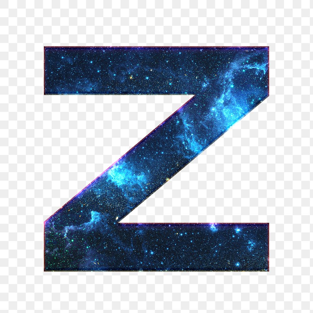 Png letter z galaxy effect typography blue font