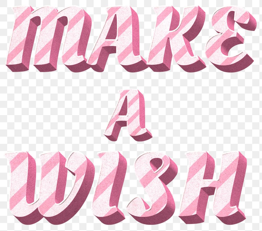 Png make a wish word pink striped font typography