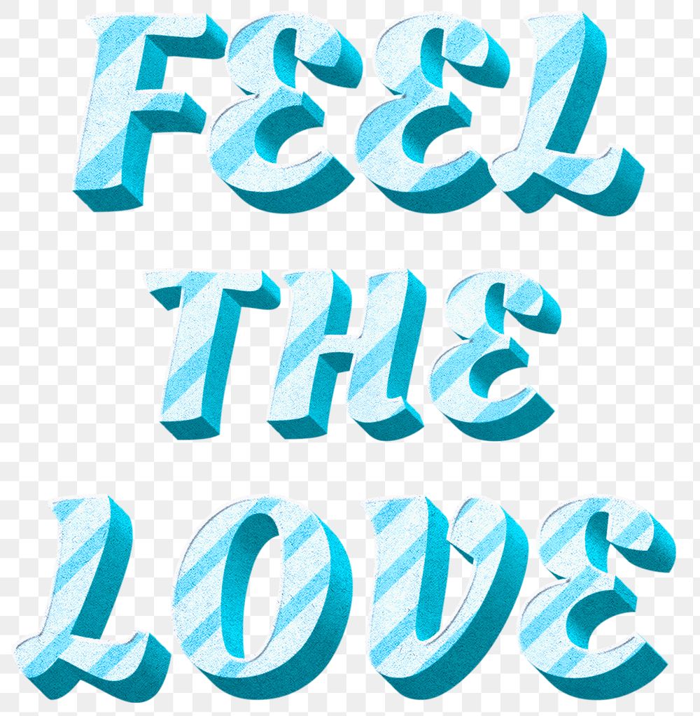 Png feel the love text cute stripe patterned