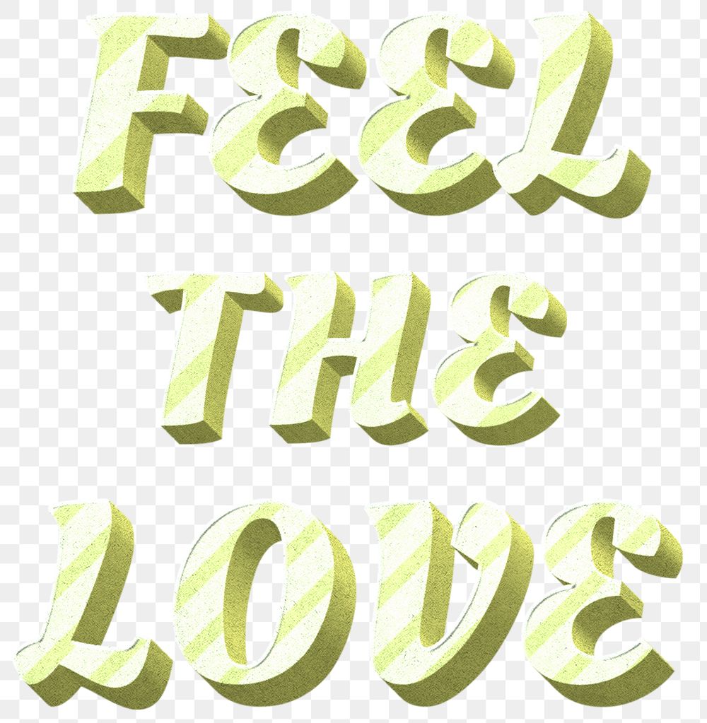 Png feel the love word striped font typography polka dot