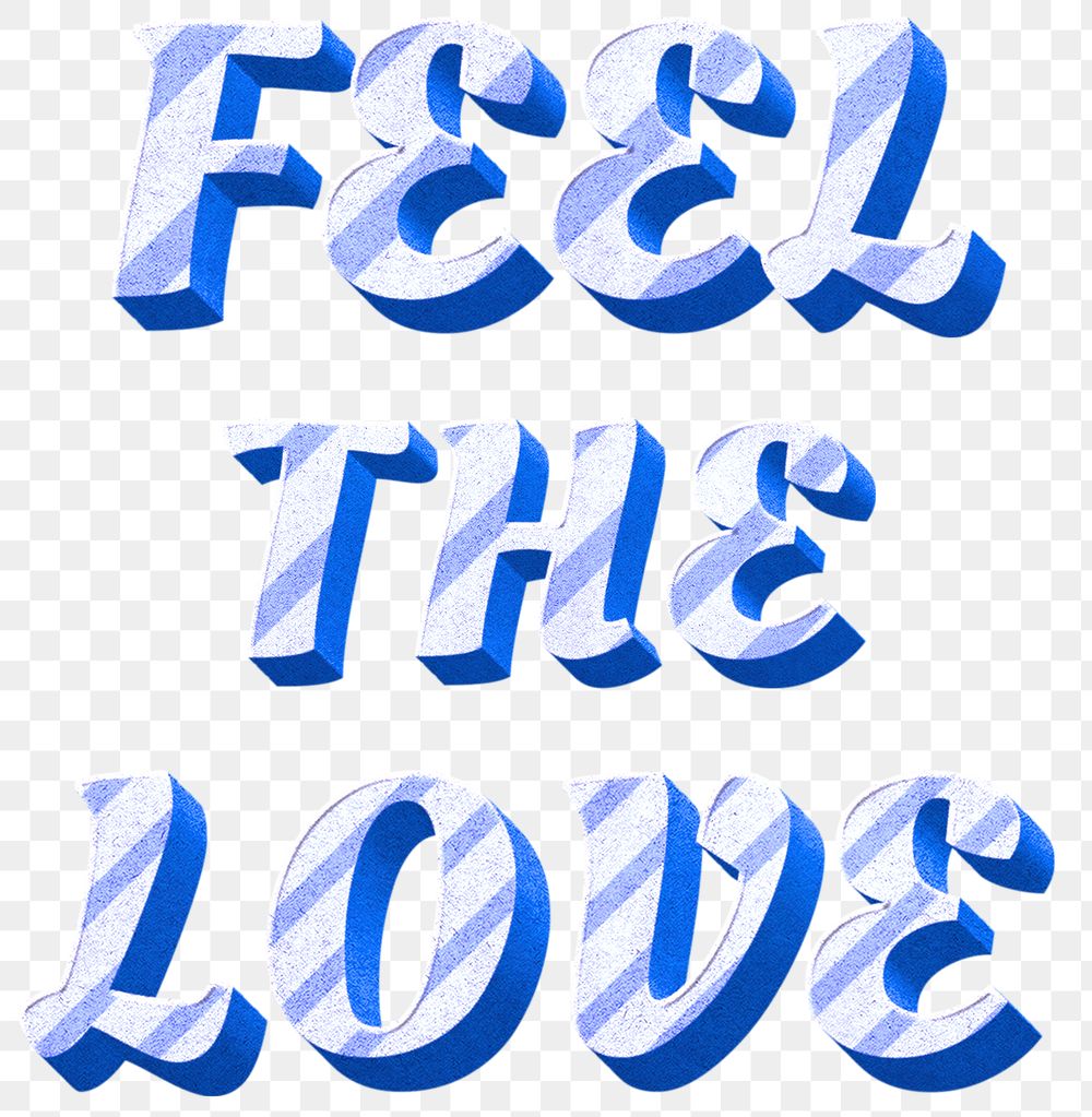 Png feel the love word cute vintage typeface
