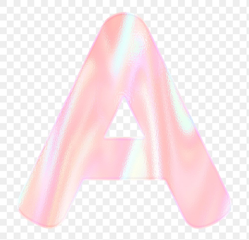 Letter A sticker png orange holographic typography