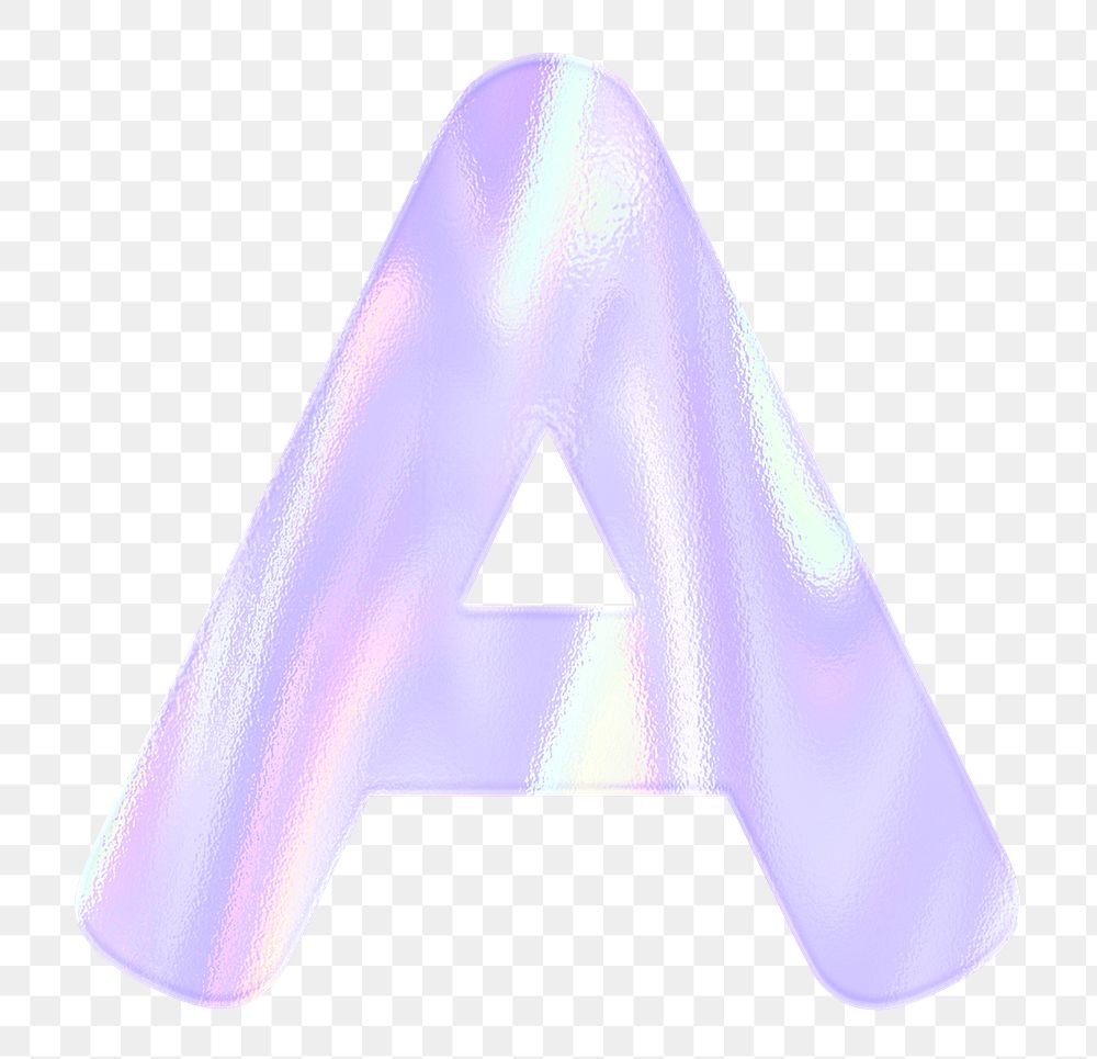 Holographic alphabet letter A png sticker typography