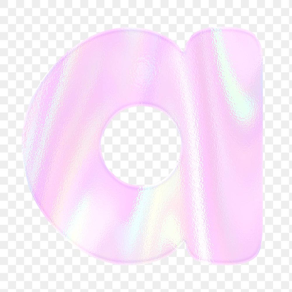 Letter a sticker png pink holographic typography
