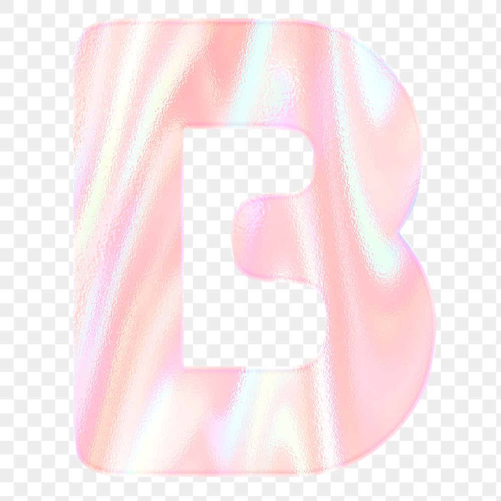 Pastel holographic alphabet B png sticker typography