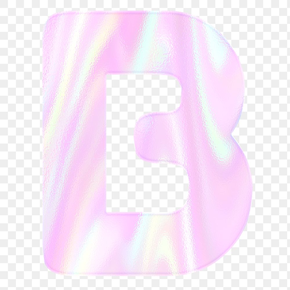 Holographic pastel B sticker png pink alphabet font typography