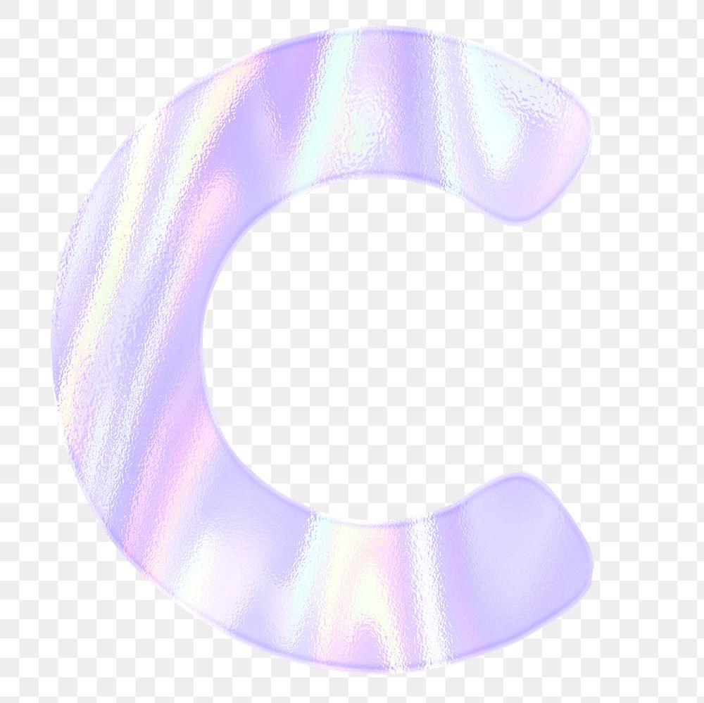 Holographic pastel C sticker png purple alphabet font typography
