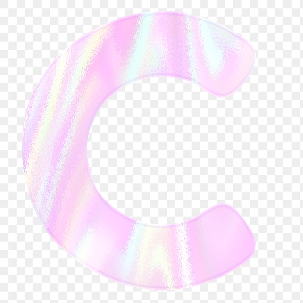 Alphabet letter C png sticker shiny holographic pastel typography