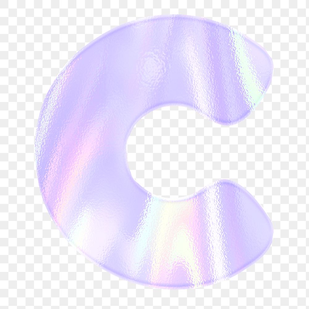 Pastel holographic alphabet letter c png sticker typography