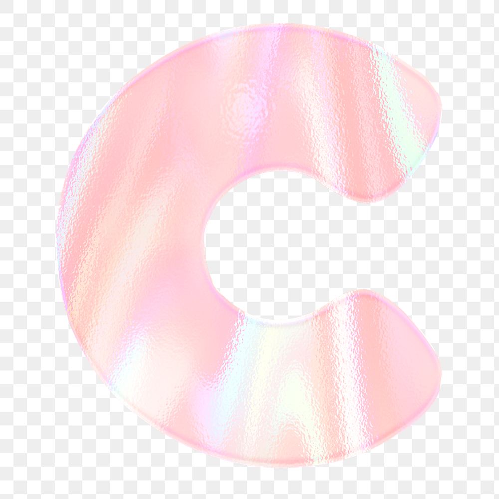 Letter C sticker png orange holographic typography