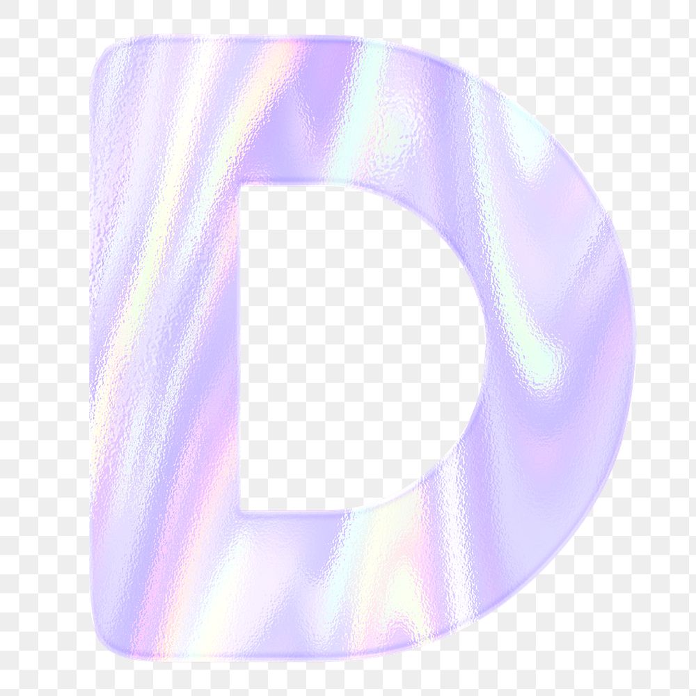 Alphabet letter D png sticker shiny holographic pastel typography