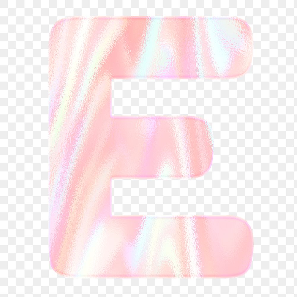 Alphabet letterE png sticker shiny holographic pastel typography