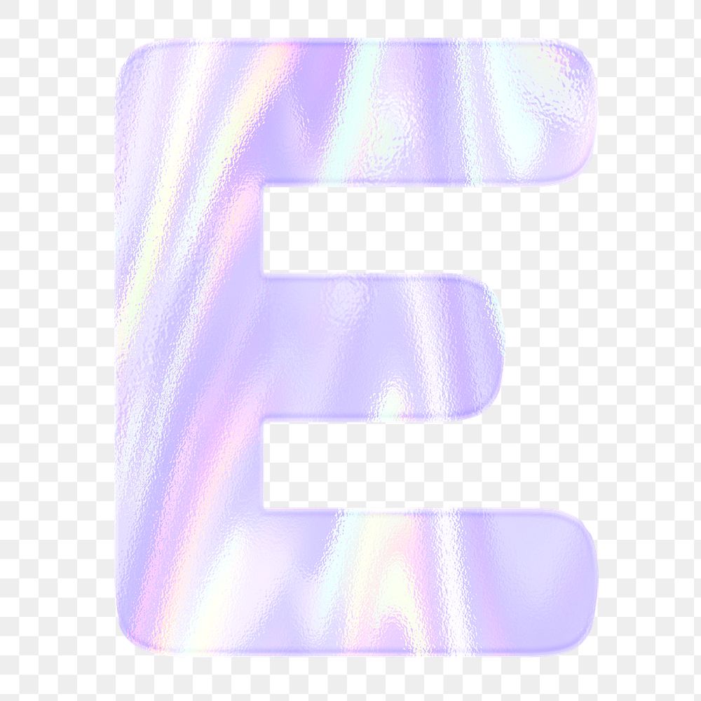 Letter E sticker png purple holographic typography