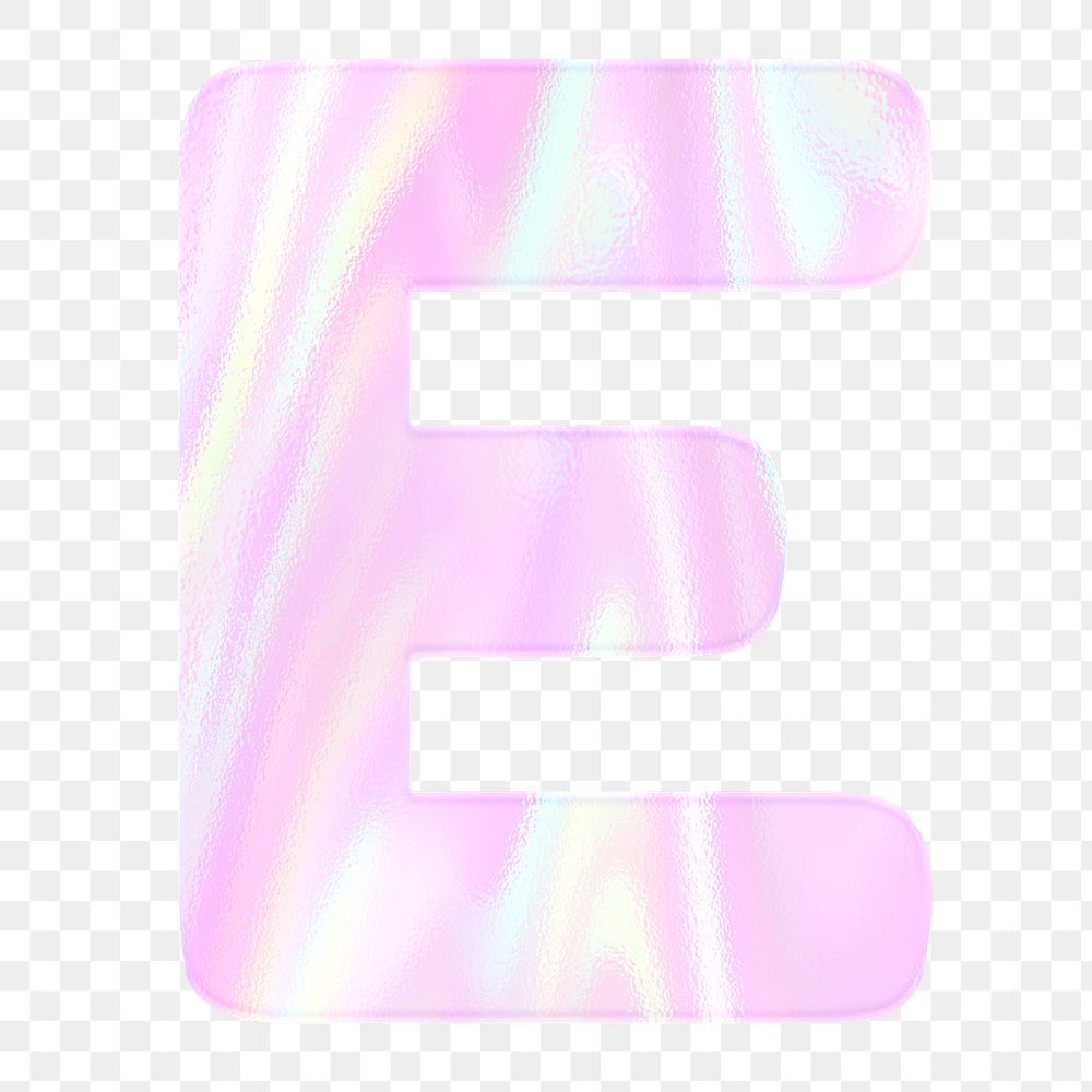 Pastel holographic alphabet letter E png sticker typography