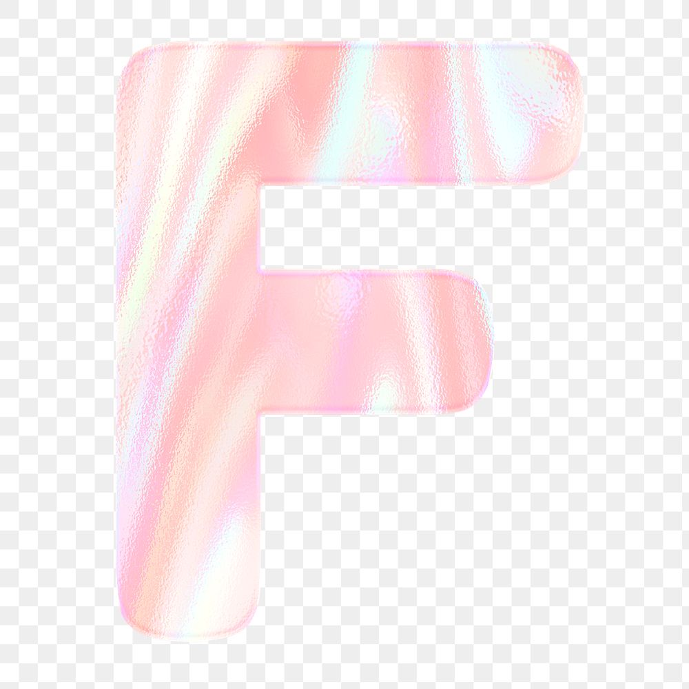 Letter F sticker png orange holographic typography