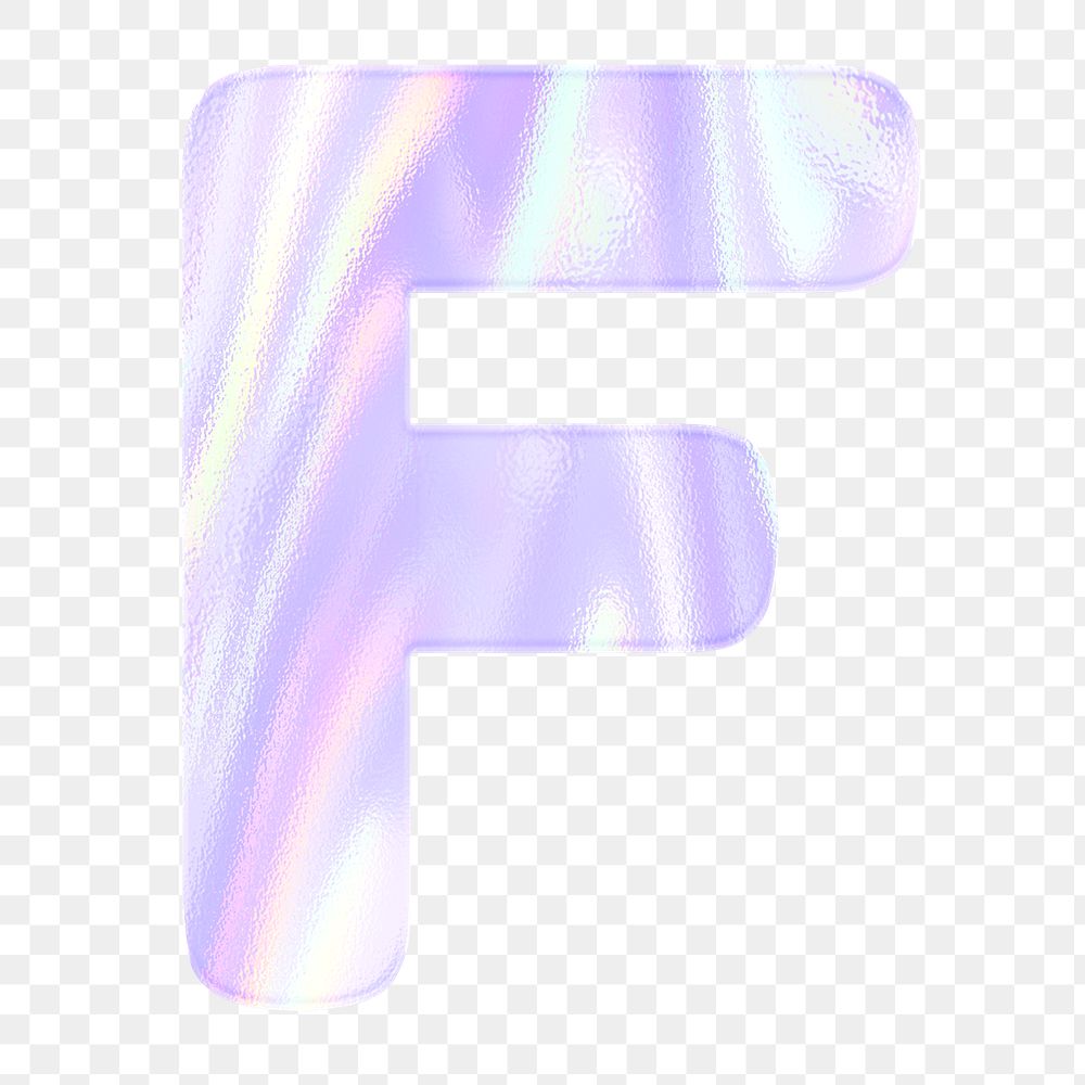 Pastel holographic alphabet letter F png sticker typography