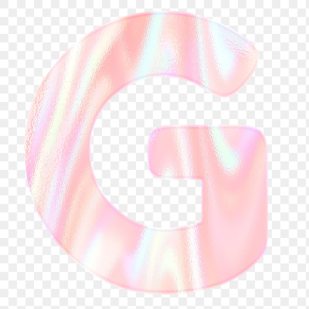 Pastel holographic alphabet letter G png sticker typography