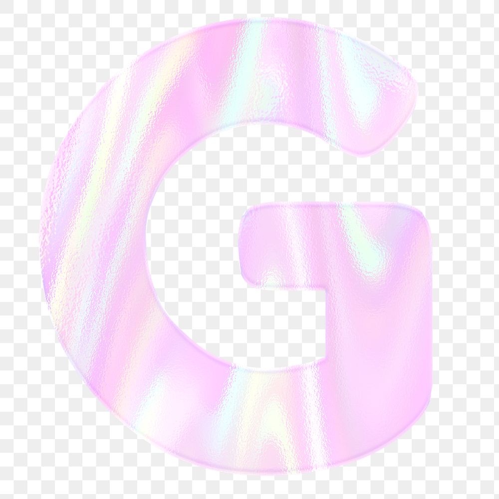 Holographic pastel letter G sticker png pink alphabet font typography