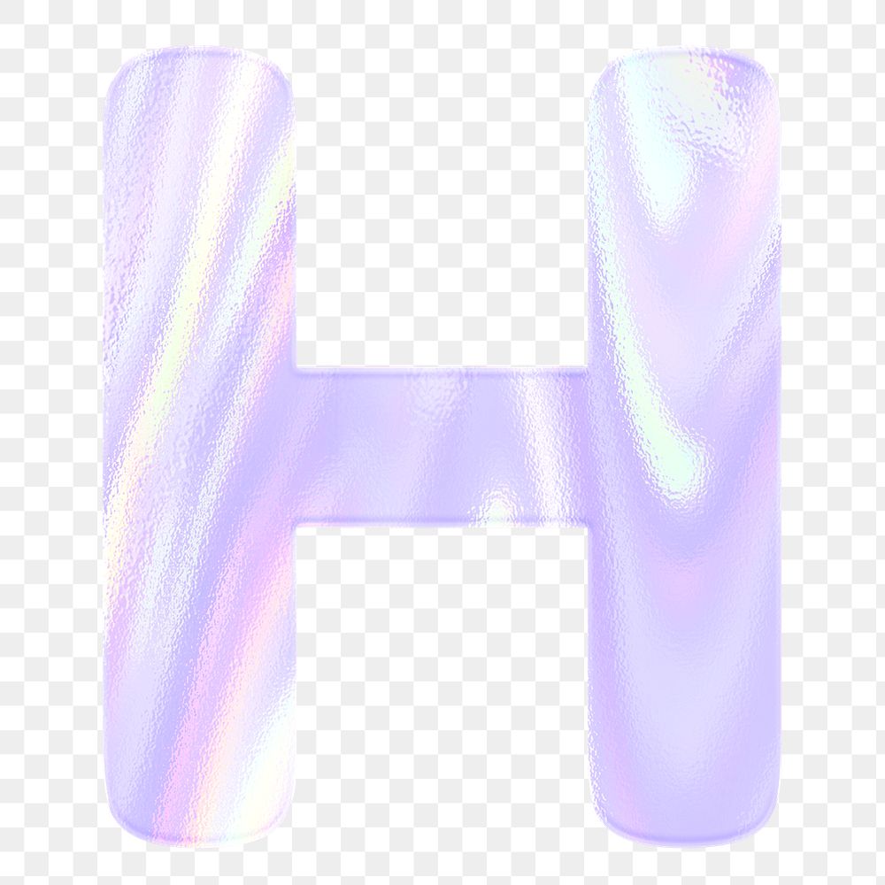 Holographic pastel letter H sticker png purple alphabet font typography