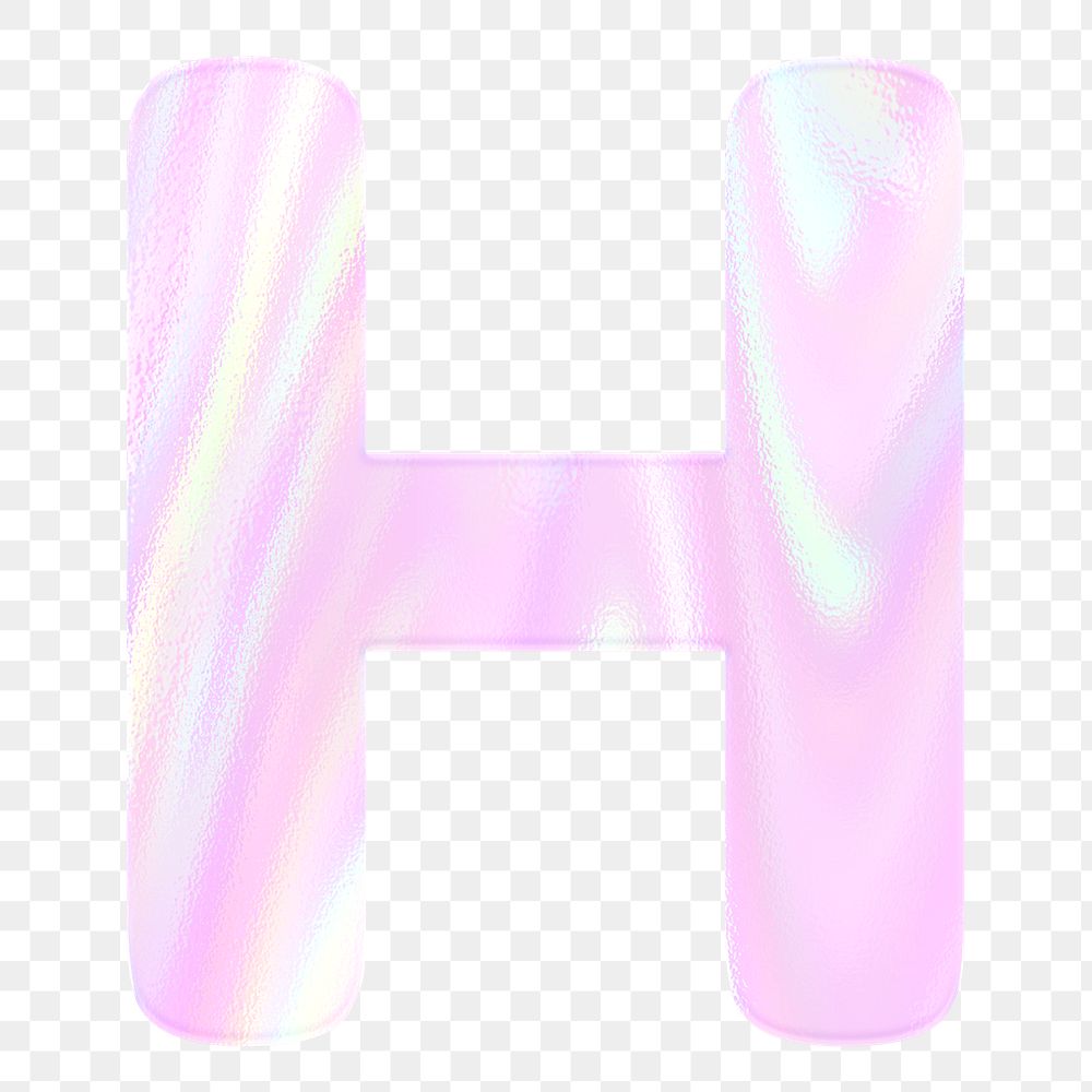 Alphabet letter H png sticker shiny holographic pastel typography