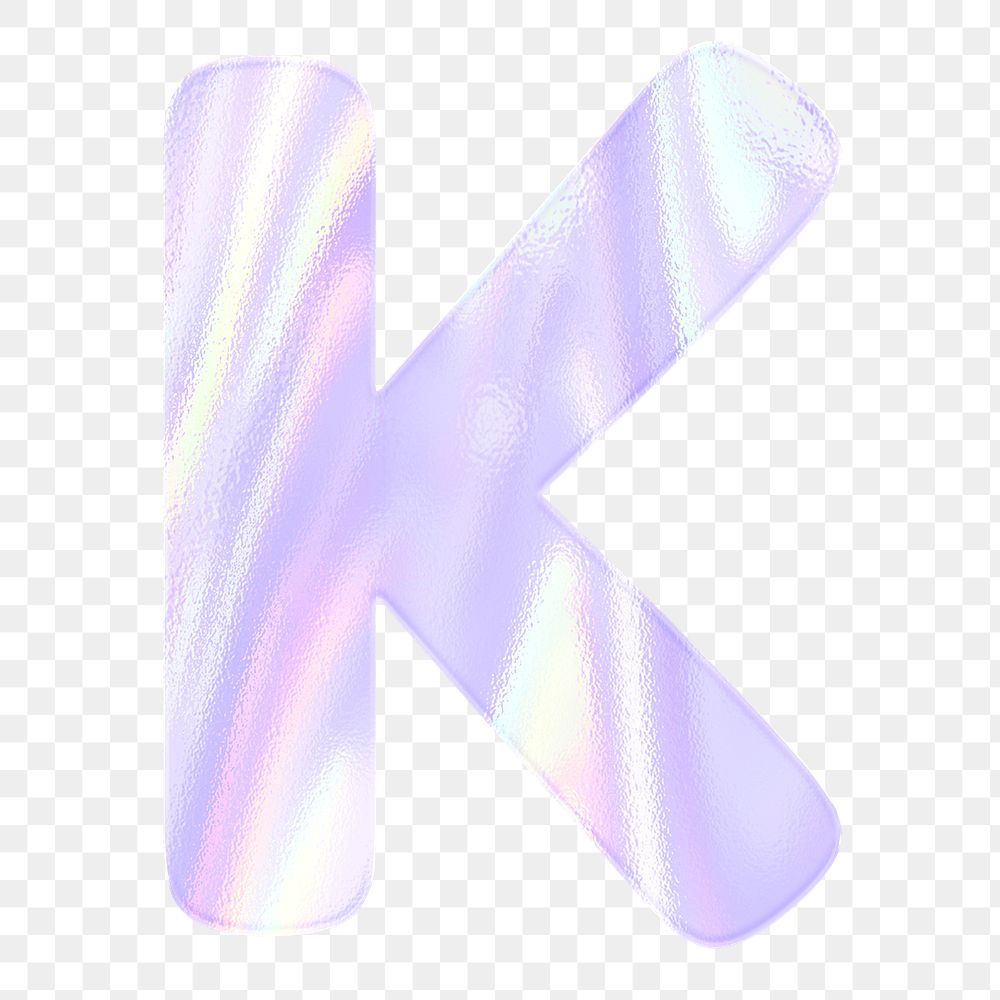 Pastel holographic alphabet K png sticker typography
