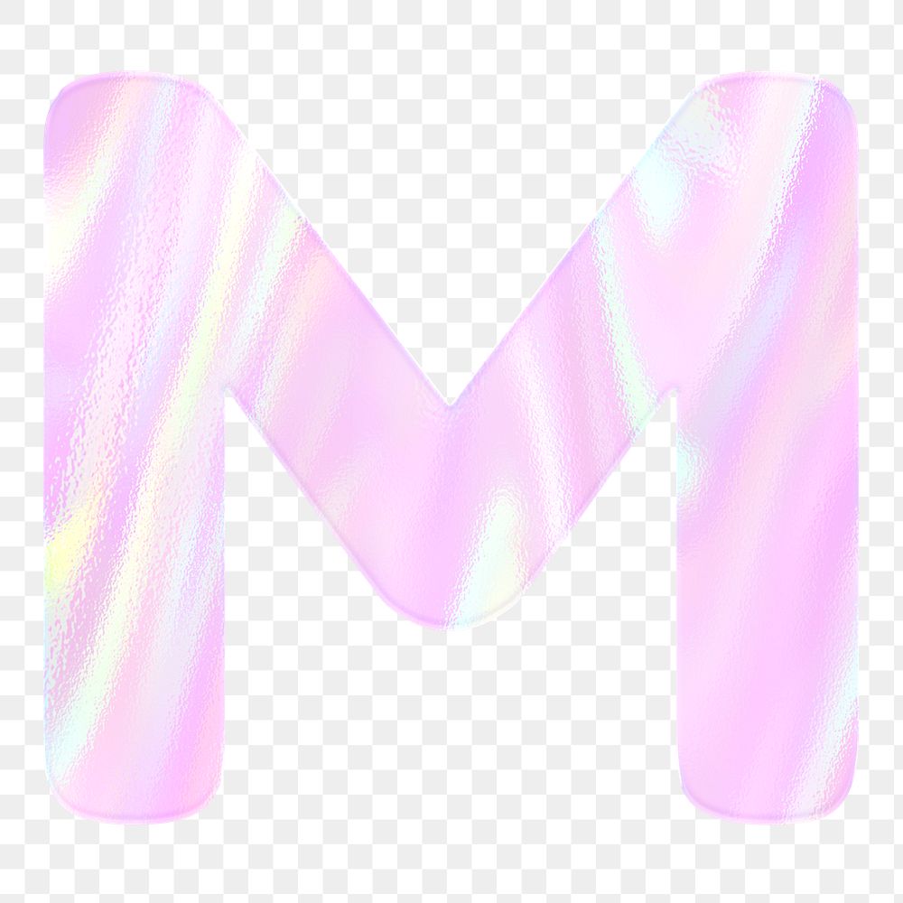 Alphabet M png sticker shiny holographic pastel typography