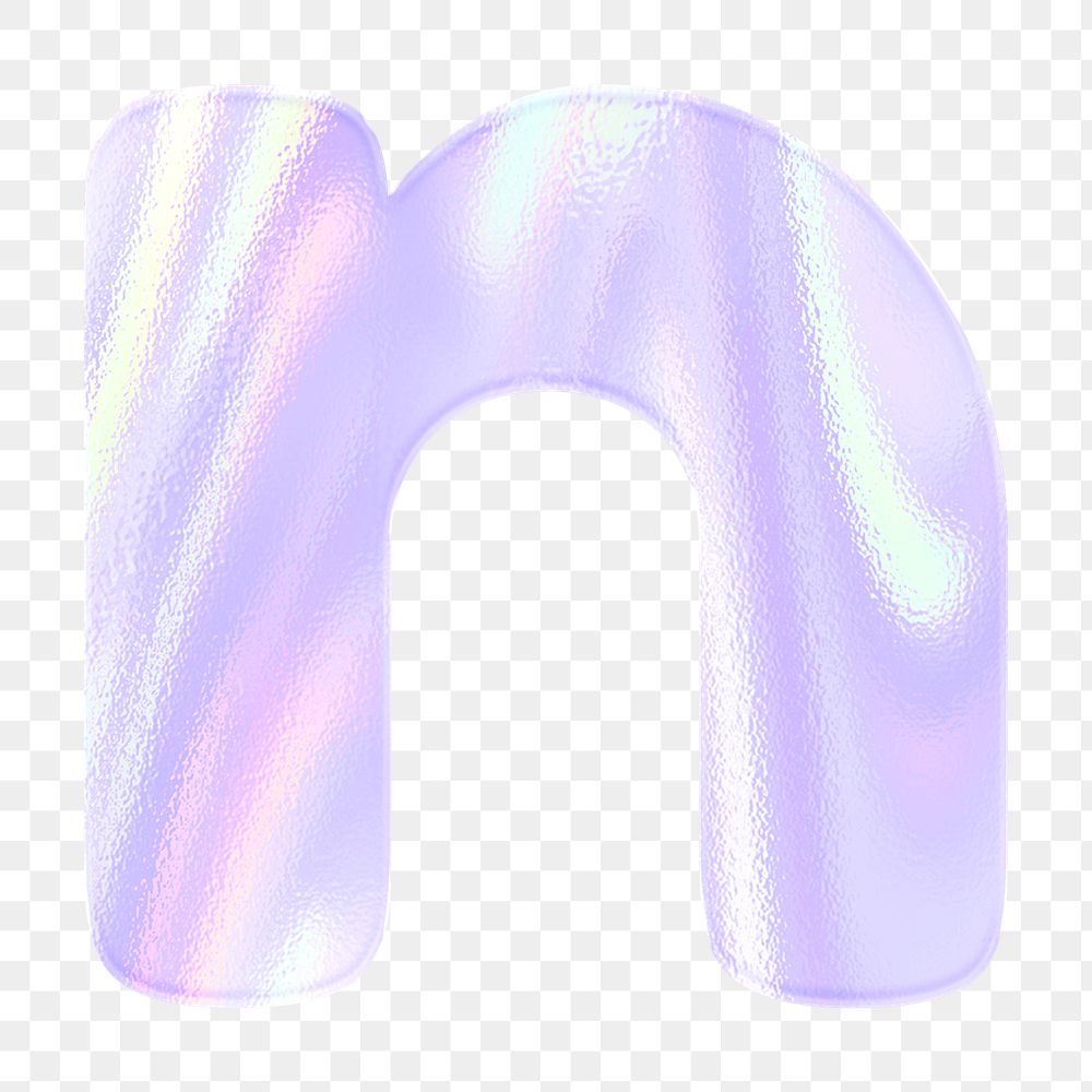 Letter n sticker png purple holographic typography