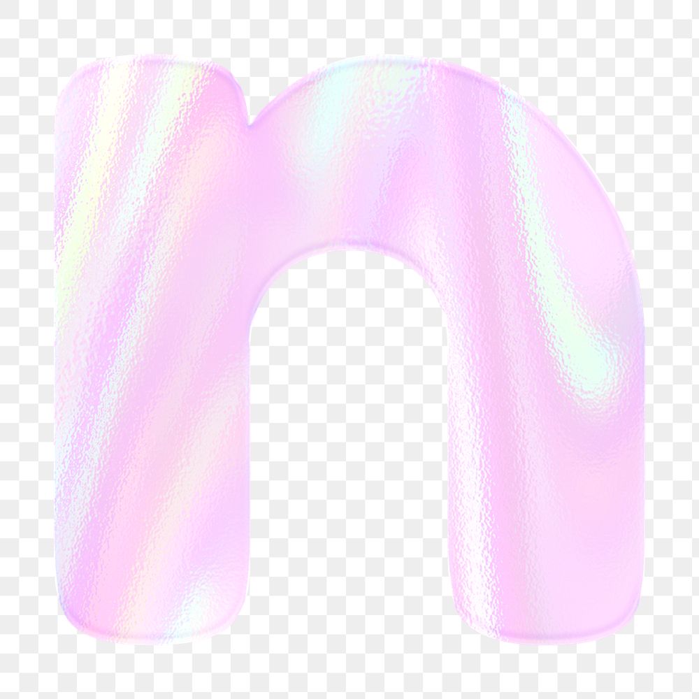 Holographic pastel n sticker png pink alphabet font typography