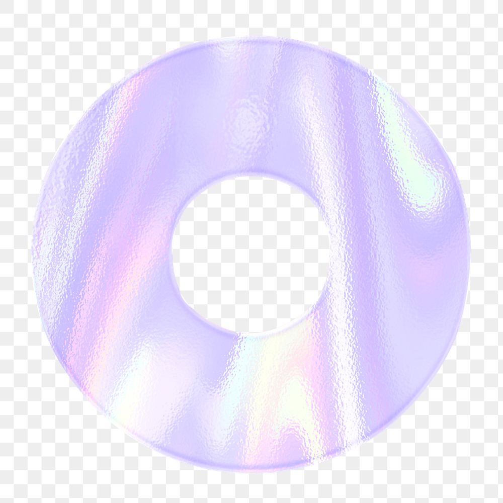 Letter o sticker png purple holographic typography