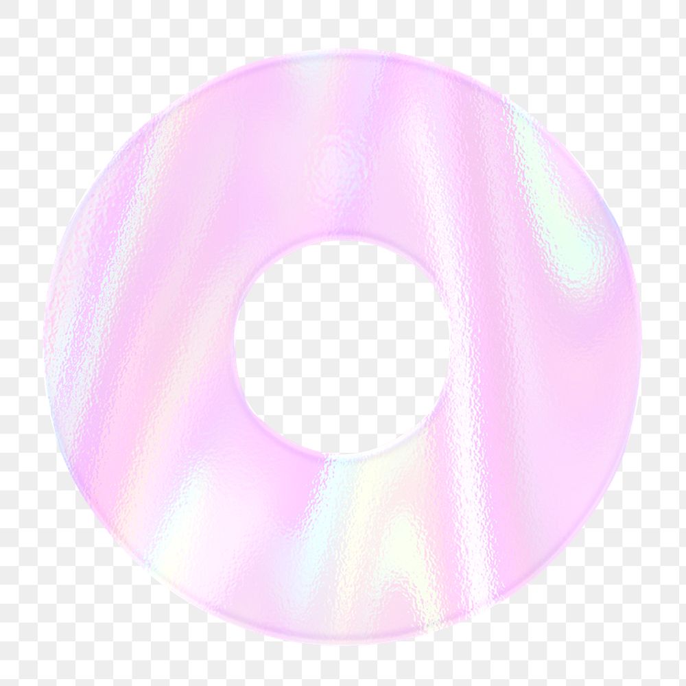 Pastel holographic alphabet O png sticker typography