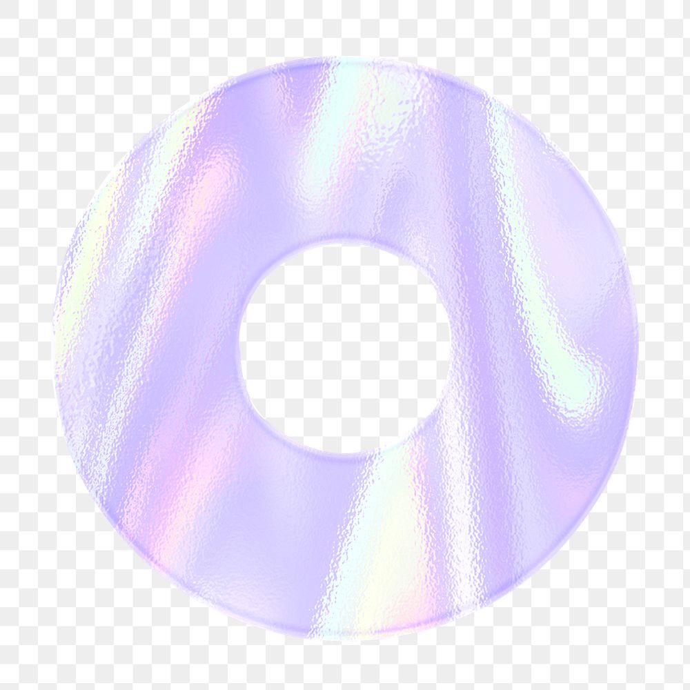 Holographic pastel o sticker png purple alphabet font typography