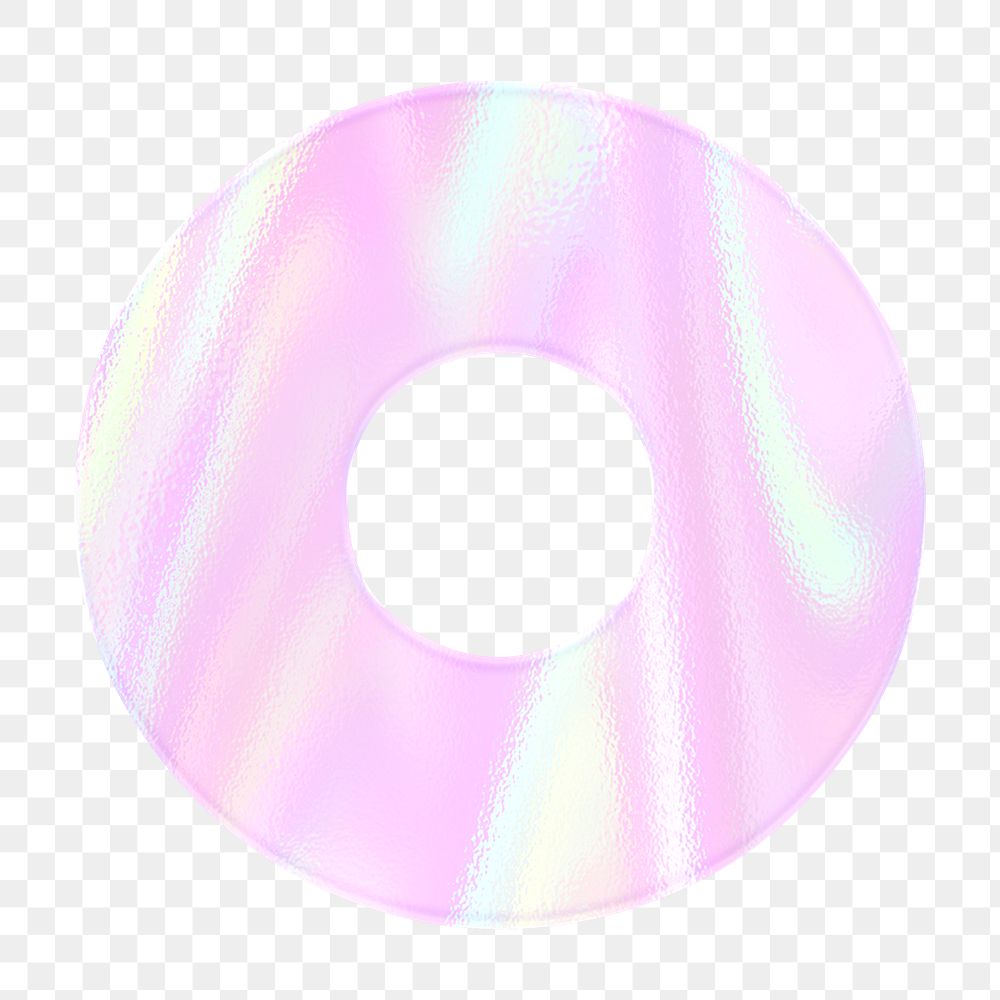 Alphabet o png sticker shiny holographic pastel typography