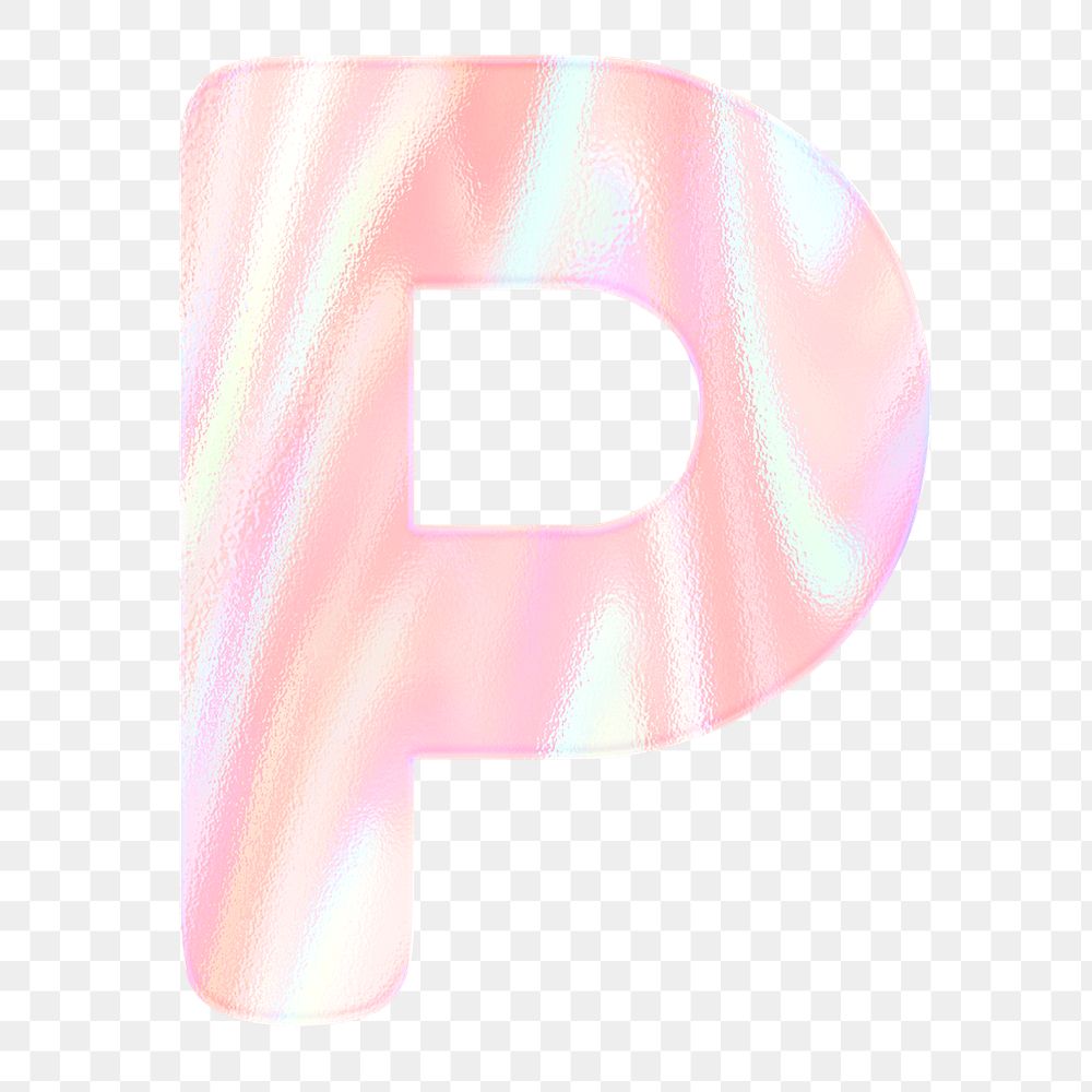 Letter P sticker png orange holographic typography