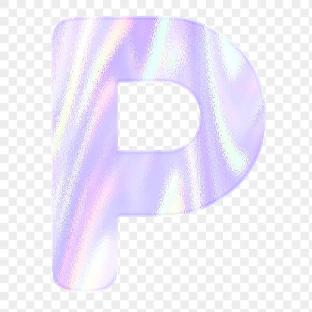 Pastel holographic alphabet P png sticker typography