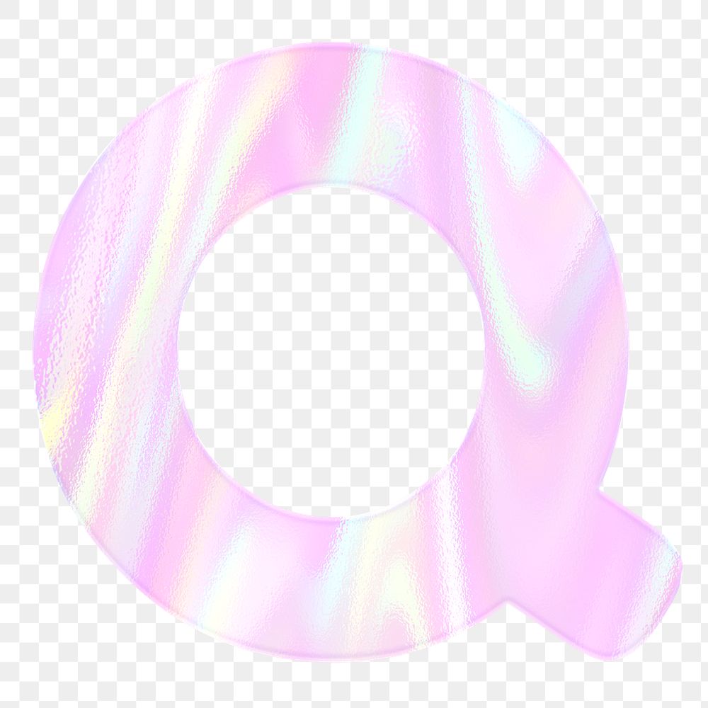 Letter Q sticker png pink holographic typography