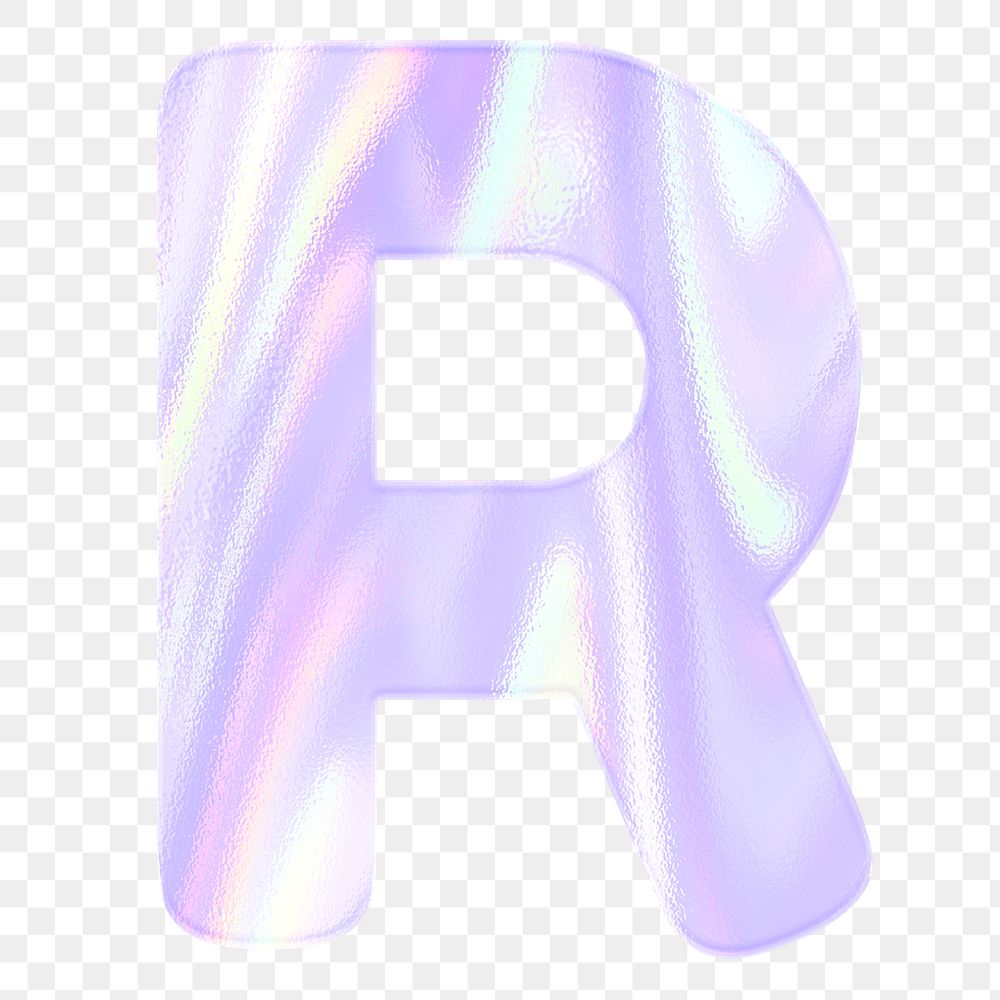 Holographic pastel R sticker png purple alphabet font typography