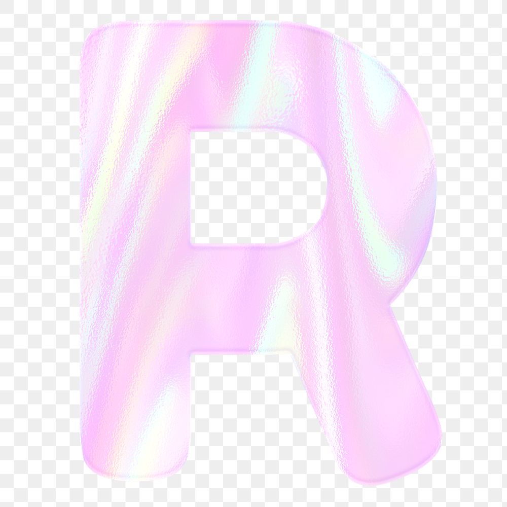 Alphabet R png sticker shiny holographic pastel typography