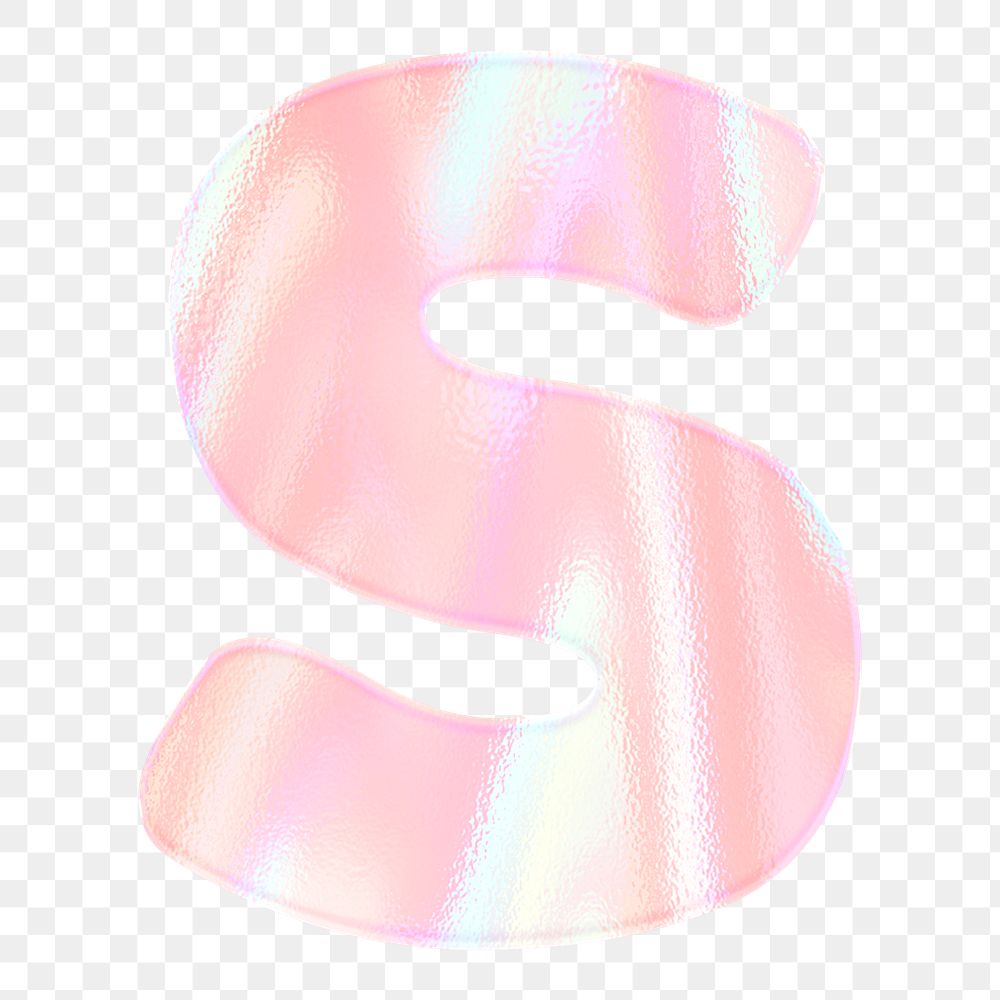 Pastel holographic alphabet S png sticker typography