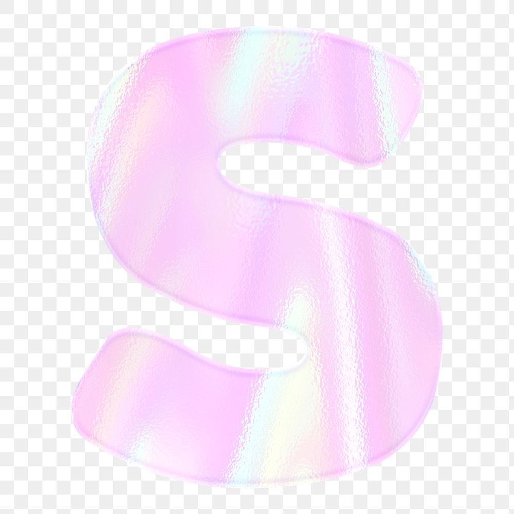 Letter S sticker png pink holographic typography